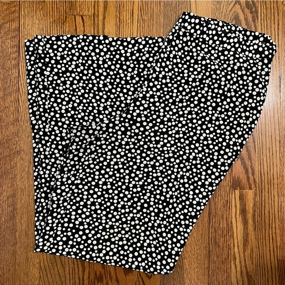 Ellen Tracy Black White Silk Dress Pants Wide Leg Size 16 - Picture 1 of 9